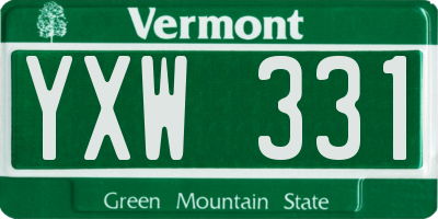 VT license plate YXW331