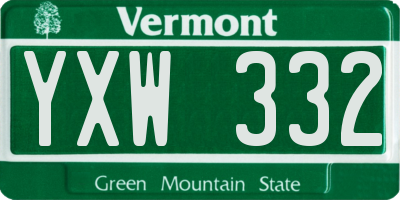 VT license plate YXW332