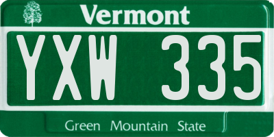 VT license plate YXW335