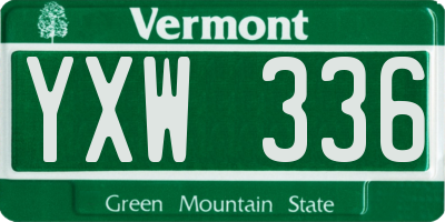 VT license plate YXW336