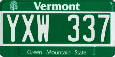 VT license plate YXW337