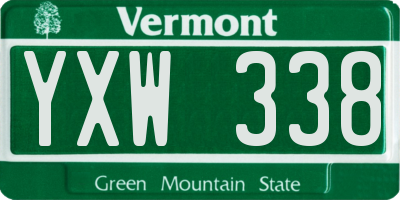 VT license plate YXW338