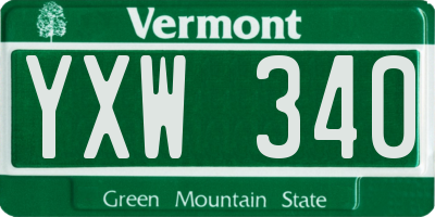 VT license plate YXW340