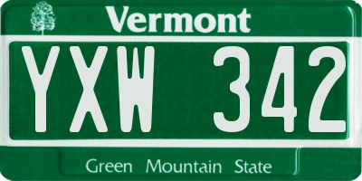 VT license plate YXW342