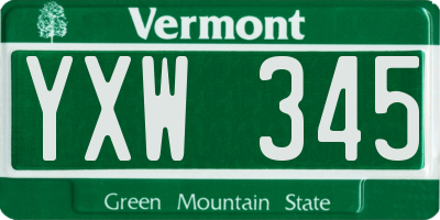 VT license plate YXW345