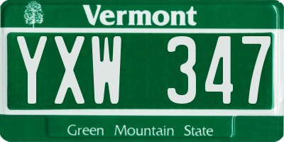 VT license plate YXW347