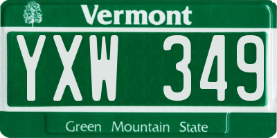 VT license plate YXW349
