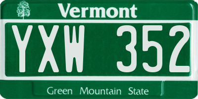 VT license plate YXW352