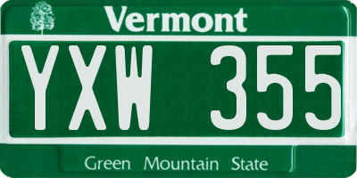 VT license plate YXW355