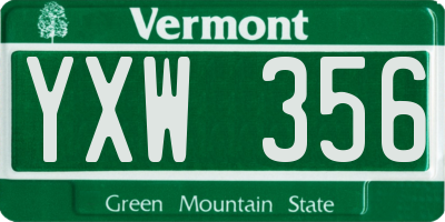 VT license plate YXW356