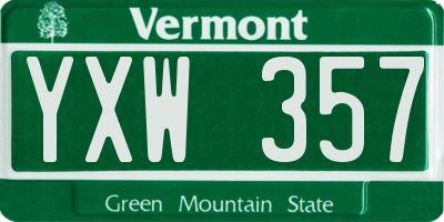 VT license plate YXW357