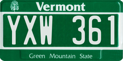 VT license plate YXW361