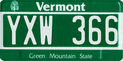 VT license plate YXW366