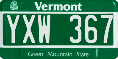 VT license plate YXW367