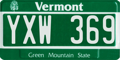 VT license plate YXW369