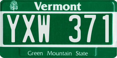 VT license plate YXW371