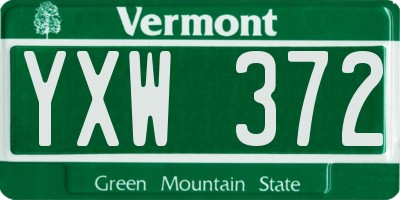 VT license plate YXW372