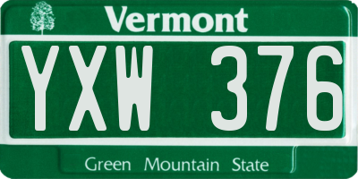VT license plate YXW376