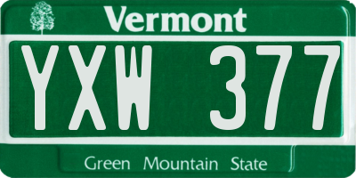 VT license plate YXW377