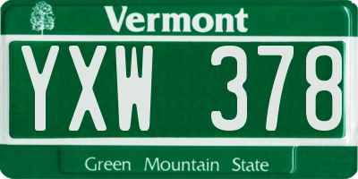 VT license plate YXW378