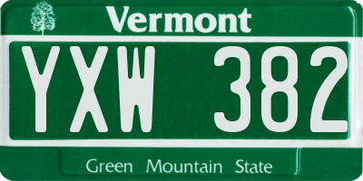 VT license plate YXW382