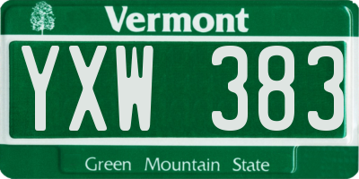 VT license plate YXW383