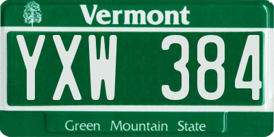 VT license plate YXW384