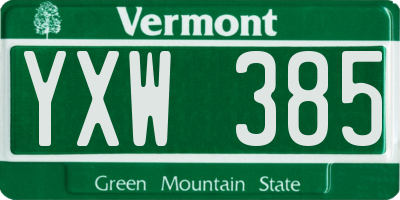 VT license plate YXW385