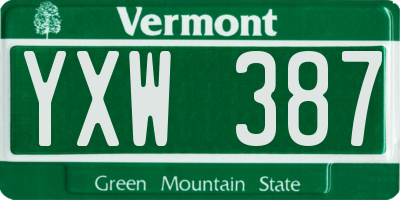 VT license plate YXW387