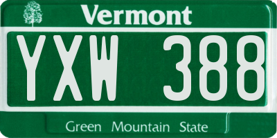 VT license plate YXW388