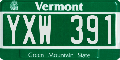 VT license plate YXW391