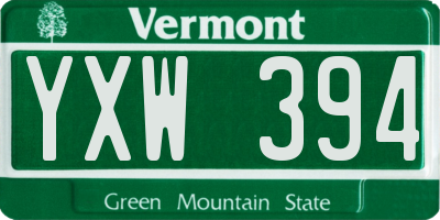 VT license plate YXW394