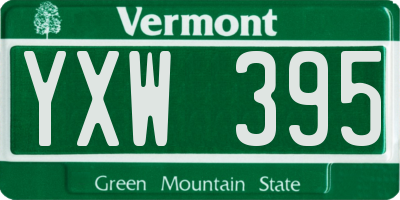 VT license plate YXW395