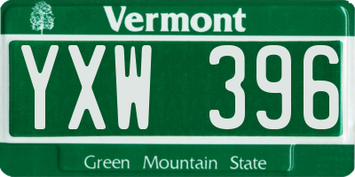 VT license plate YXW396