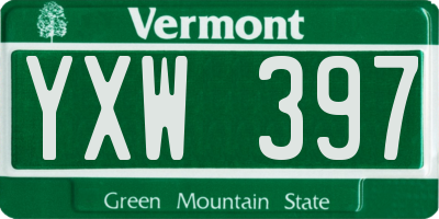 VT license plate YXW397