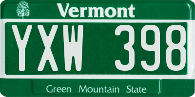 VT license plate YXW398