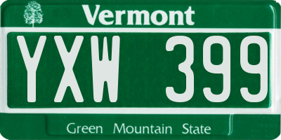 VT license plate YXW399
