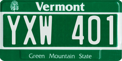 VT license plate YXW401