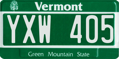 VT license plate YXW405