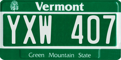 VT license plate YXW407