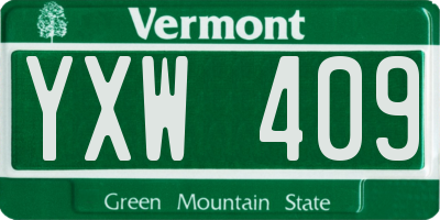 VT license plate YXW409