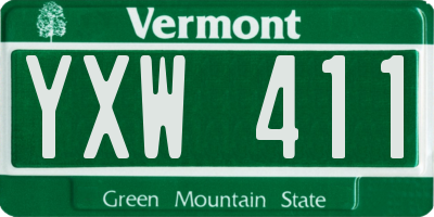 VT license plate YXW411