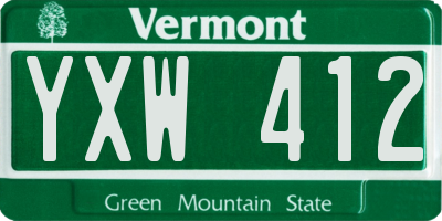 VT license plate YXW412