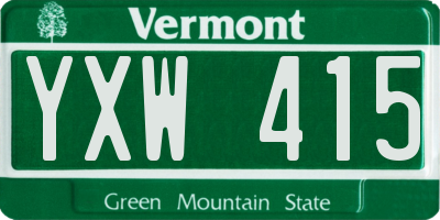 VT license plate YXW415