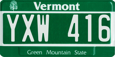 VT license plate YXW416