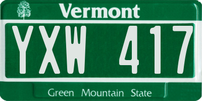 VT license plate YXW417