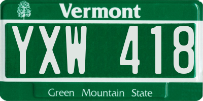 VT license plate YXW418