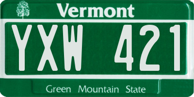 VT license plate YXW421