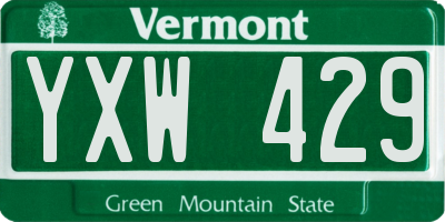VT license plate YXW429