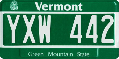 VT license plate YXW442